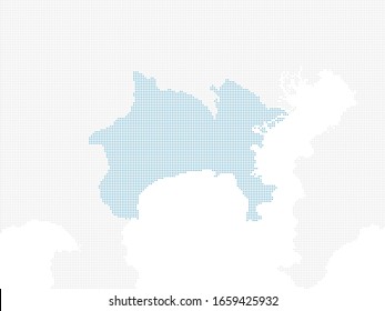 dotted Japan map, Kanagawa. extra large size
