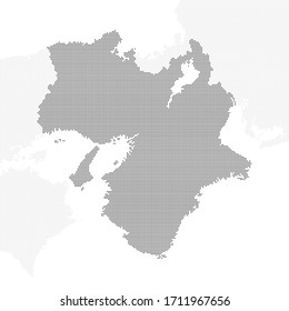 Dotted Japan Map, Kansai Region. Including Surrounding Area.