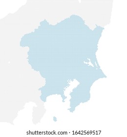 dotted Japan map, Kanto region. including surrounding area.