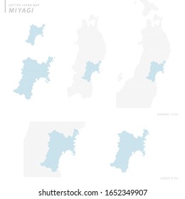 dotted Japan map set, Miyagi