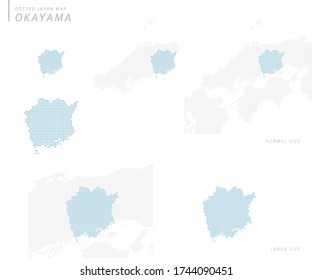 dotted Japan map set, Okayama