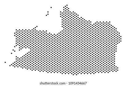 Dotted Kaliningrad Region map. Vector territory scheme. Cartographic composition of Kaliningrad Region map designed with filled spheres.