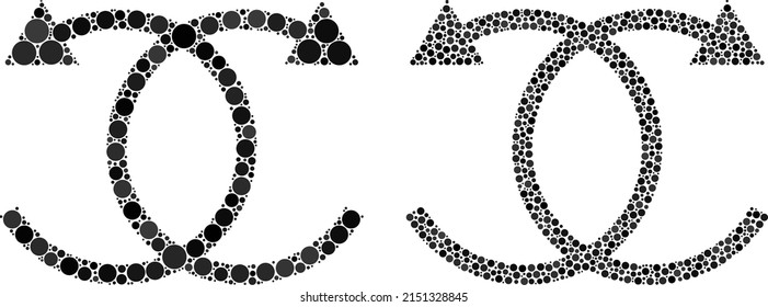 Dotted knot rotation icon. Mosaic knot rotation icon composed of round items in different sizes and color tints. Vector round items are organized into illustration knot rotation icon.