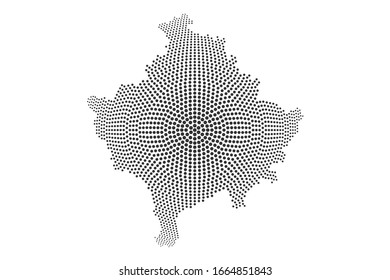 Mapa de Kosovo trazado. vector abstracto Composición del mapa de Kosovo compuesto de puntos redondos. Mapa geográfico vectorial aislado en fondo blanco.