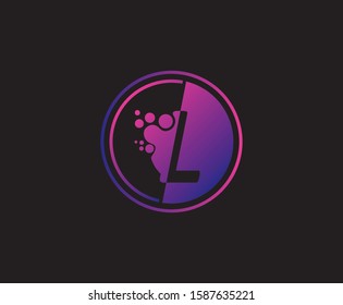 Dotted L Letter Logo, Circle L Technology Design Icon