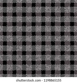 Dotted lattice vector seamless pattern. Abstract dots stripes background. Scottish cell modern texture for surface design, textile, wrapping paper, wallpaper, phone case print, fabric.