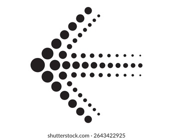 Dotted Left Arrow Vector Icon – Retro Directional Design Element