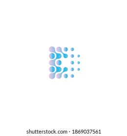 Dotted letter D, abstract style vector logo concept. Digital innovation technology, isolated icon on white background. Database, futuristic logotype template for business and developing startup