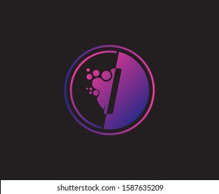 Dotted I Letter Logo, Circle I Technology Design Icon