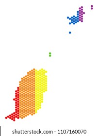 A dotted LGBT Grenada map for lesbians, gays, bisexuals, and transgenders. Colorful vector composition of Grenada map created with circle dots.