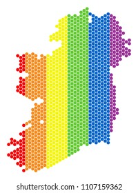 A dotted LGBT Ireland countries map for lesbians, gays, bisexuals, and transgenders. Multicolored vector concept of Ireland countries map made of circle dots.