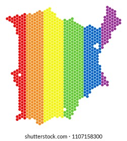 A dotted LGBT Koh Samui map for lesbians, gays, bisexuals, and transgenders. Colored vector composition of Koh Samui map combined with round points.