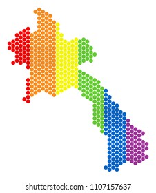 A dotted LGBT Laos map for lesbians, gays, bisexuals, and transgenders. Multicolored vector concept of Laos map created with spheric dots.