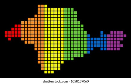 A dotted LGBT pride Crimea Map for lesbians, gays, bisexuals, and transgenders. Spectrum vector abstract collage of Crimea Map composed of rounded square dots.