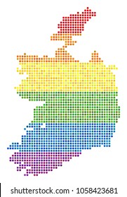 A dotted LGBT pride Ireland Republic Map for lesbians, gays, bisexuals, and transgenders. Vector homosexual tolerance geographic map in LGBT flag color tints on a white background.