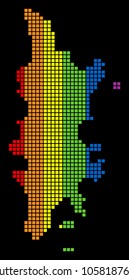 A dotted LGBT pride Phuket Map for lesbians, gays, bisexuals, and transgenders. Colorful vector abstract collage of Phuket Map done of rounded square items.