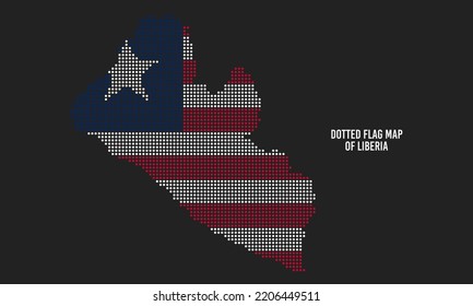 Ilustración del vector del mapa de la bandera de Liberia con puntos