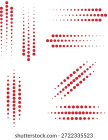 Elemento de design abstrato de linha pontilhada, caminho tracejado e divisor para infográfico e layout