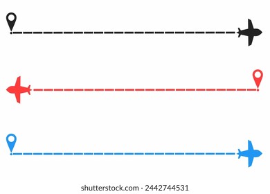 dotted line airplane path vector,airplane icon with dotted line for flight plan
