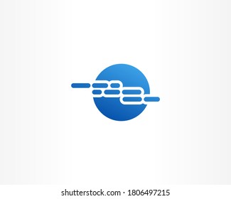 dotted line with blue round vector logo design icon