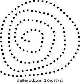 dotted line circle in doodle style. simple spiral shapes can be used for backgrounds and more