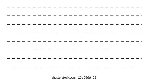 Dotted line connection. different types of long dashed line. collection of lines for notebook pages. graphic seamless pattern with black stripes in eps 10.