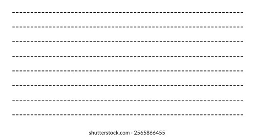 Dotted line connection. different types of long dashed line. collection of lines for notebook pages. graphic seamless pattern with black stripes in eps 10.