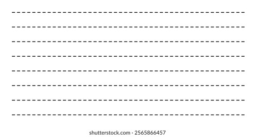 Dotted line connection. different types of long dashed line. collection of lines for notebook pages. graphic seamless pattern with black stripes in eps 10.