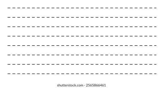 Dotted line connection. different types of long dashed line. collection of lines for notebook pages. graphic seamless pattern with black stripes in eps 10.