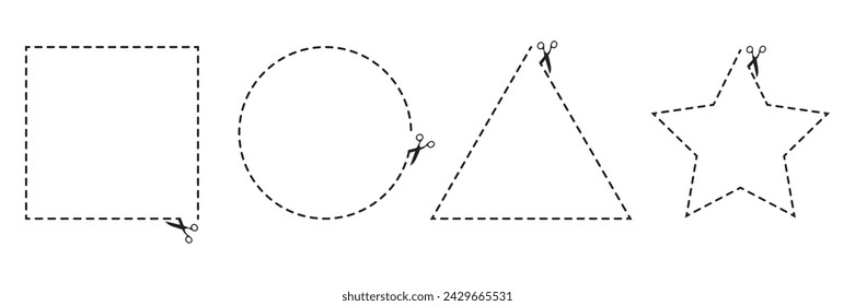 Dotted line cut shapes vector