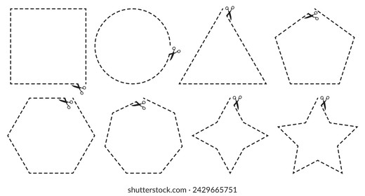 Dotted line cut shapes vector