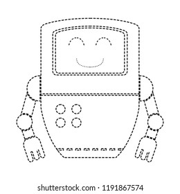 Dotted line cute robot toy icon