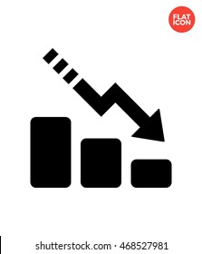 Dotted line down of chart Icon Flat Style Isolated Vector Illustration