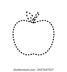 dotted line drawing of an apple for children's drawing practice. good for children's books