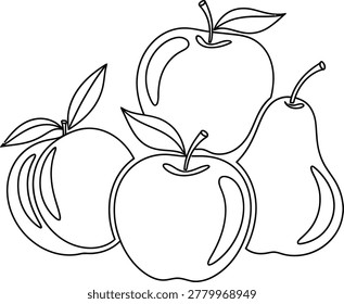 Dotted line drawing apples