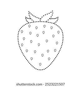 dotted line drawing of a strawberry for children's drawing practice. You can use it for children books, web design, posters, campaigns, and many more. 