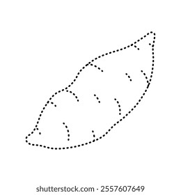 dotted line drawing of a yam for children's drawing practice. You can use it for children books, web design, posters, campaigns, and many more. 