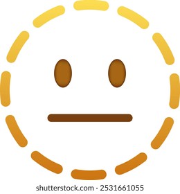 Dotted line expressionless Smiley Emoticon Face line icon