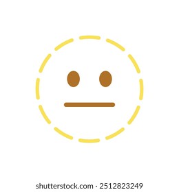 Dotted line face neutral face emoji vector faceless