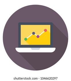 
A dotted line graph on laptop screen concept of web analytics 
