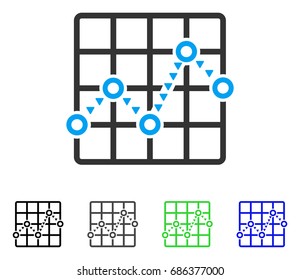 Dotted Line Grid Plot flat vector illustration. Colored dotted line grid plot gray, black, blue, green icon variants. Flat icon style for application design.