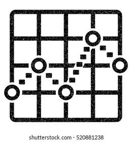 Dotted Line Grid Plot grainy textured icon for overlay watermark stamps. Flat symbol with dust texture. Dotted vector black ink rubber seal stamp with grunge design on a white background.