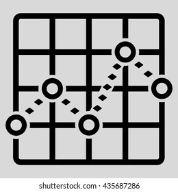Dotted Line Grid Plot vector toolbar icon. Style is flat icon symbol, black color, light gray background, rhombus dots.