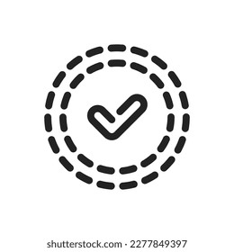 dotted line icon like easy or convenient decision. concept of quality control minimal label. flat simple trend modern agree logotype graphic mobile app design web element isolated on white background