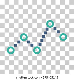 Dotted Line icon. Vector illustration style is flat iconic bicolor symbol, cobalt and cyan colors, transparent background. Designed for web and software interfaces.