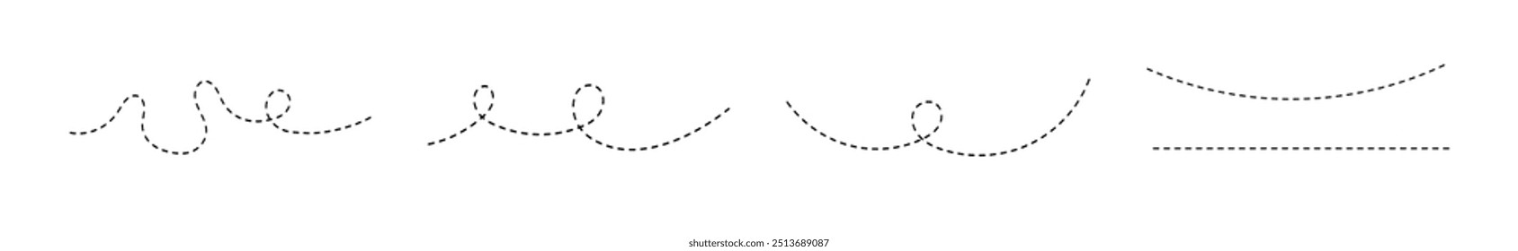 Symbole für gepunktete Linien. Design mit verschiedenen gepunkteten Linien
