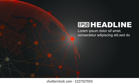 Dotted line link, the global science and technology of digital earth 
building Internet network technology vector background