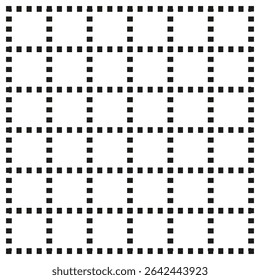 Dotted line pattern. Abstract grid matrix. Minimal vector design. Black white background.