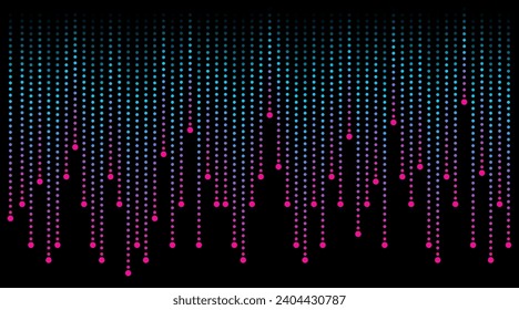 Dotted line pattern isolated on a black background. Vector illustration of technology, futuristic, artificial intelligence concept

