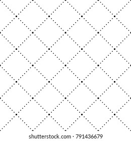 Dotted line rhombus seamless pattern vector. Black geometric shape diagonal repeatable on white background.